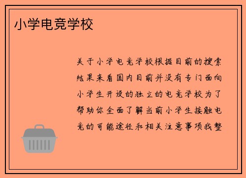 小学电竞学校
